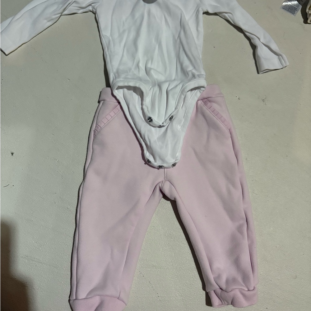 Baby Gurl White and Pink Matching Set - Jacadi 12 month